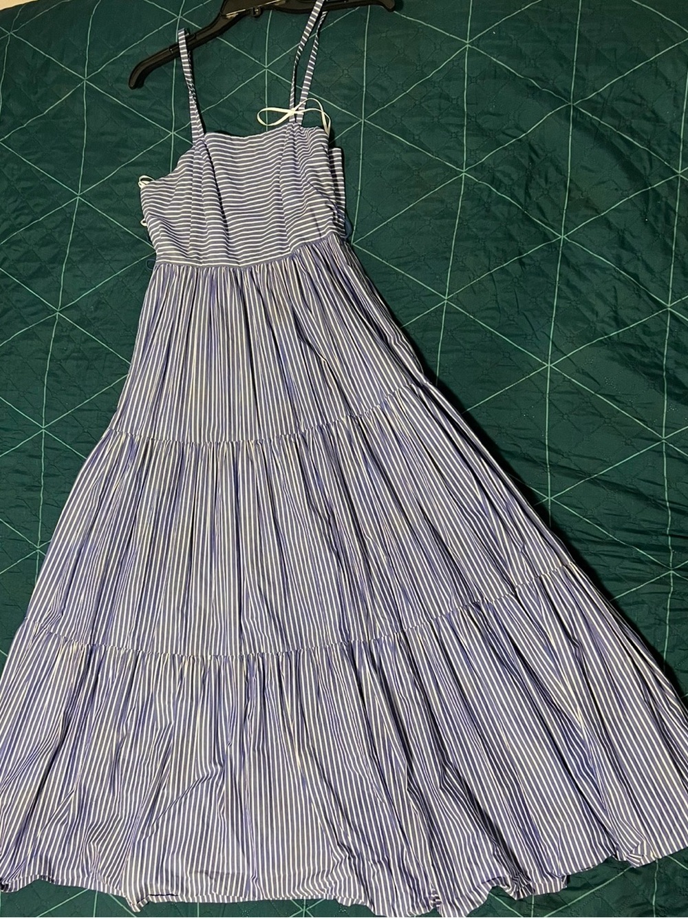 J.Crew Striped Blue & White Tiered Sundress - Women